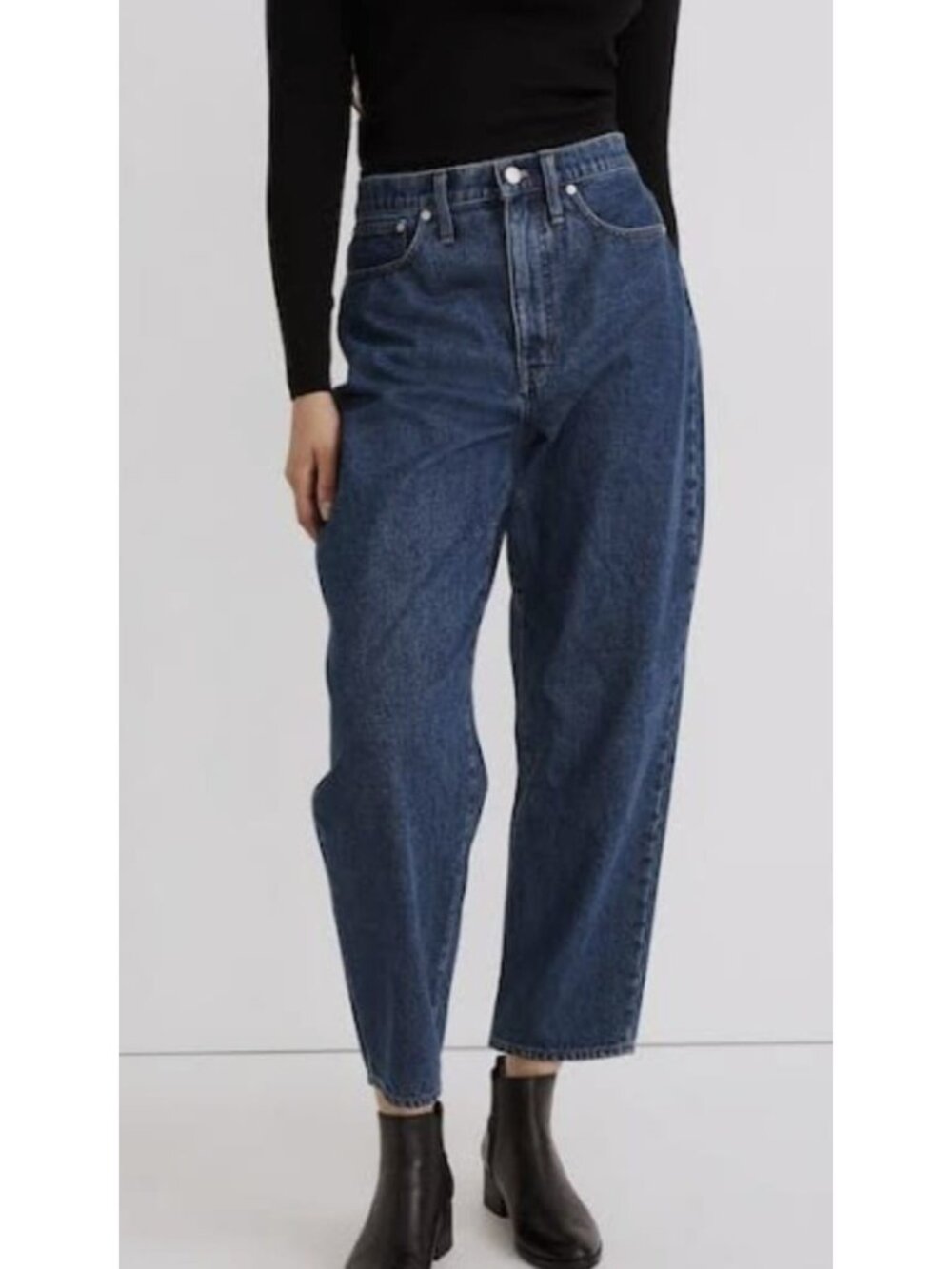 Madewell Womens Jeans Dark Wash High Rise Balloon Tapered Leg Denim